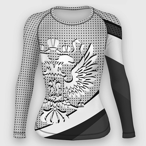 Женский рашгард Герб России серый текстурный / 3D-принт – фото 1