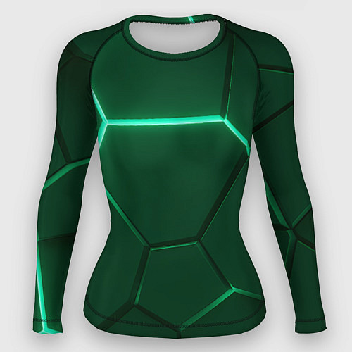 Женский рашгард Зеленые плиты с неоном / 3D-принт – фото 1
