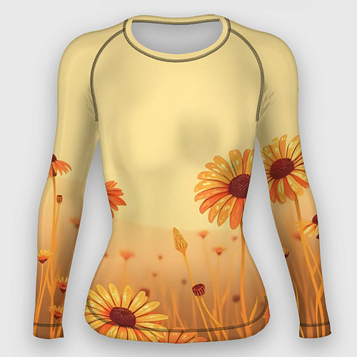 Женский рашгард Цветы на закате / 3D-принт – фото 1