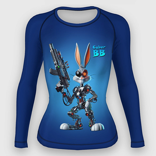 Женский рашгард Cyborg Bugs Bunny with a gun - ai art fantasy / 3D-принт – фото 1