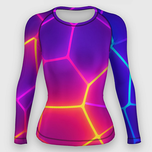 Женский рашгард Синие плиты с фиолетовым свечением / 3D-принт – фото 1