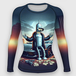 Женский рашгард Бендер рядом с Ламбо и рассыпанным баблом