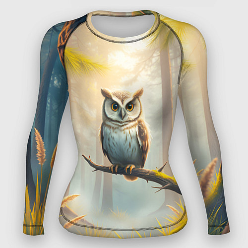 Женский рашгард Сова в мрачном лесу / 3D-принт – фото 1