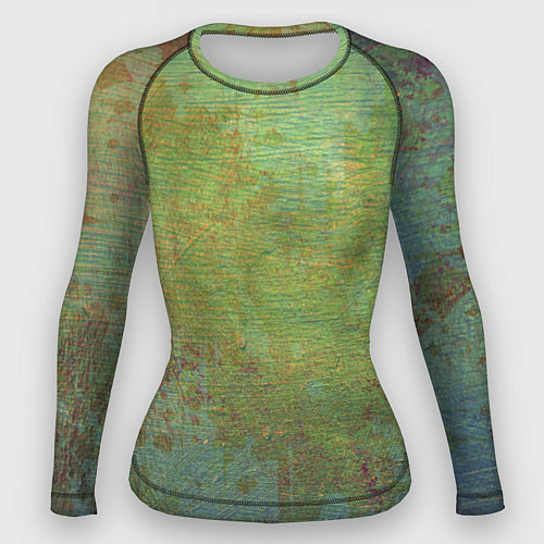 Женский рашгард Абстракция - green oil stain / 3D-принт – фото 1