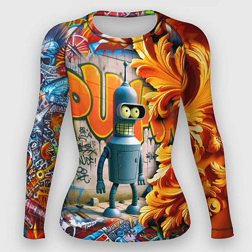 Женский рашгард Бендер сгибающий Родригес - граффити / 3D-принт – фото 1