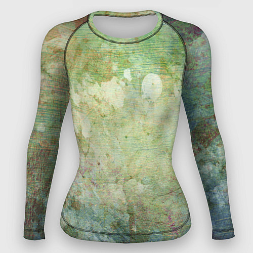 Женский рашгард Абстракция - faded spots on a green background / 3D-принт – фото 1
