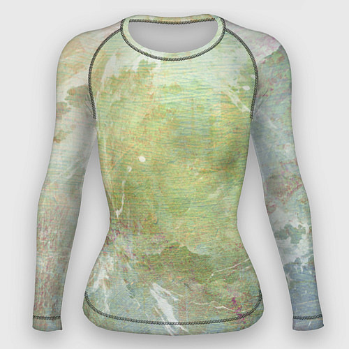 Женский рашгард Абстракция - white waves on green background / 3D-принт – фото 1
