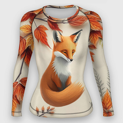 Женский рашгард Лис под осенними листьями / 3D-принт – фото 1
