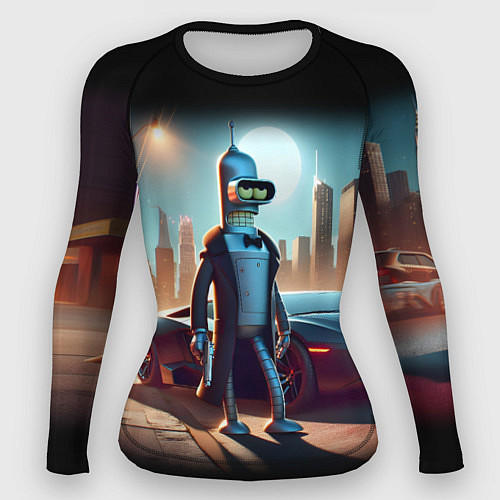 Женский рашгард Бендер с пистолетом - Нью-Йоркская мафия / 3D-принт – фото 1