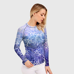 Рашгард женский Абстракция - white web on blue background, цвет: 3D-принт — фото 2