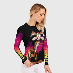 Рашгард женский Кайот в лесу, цвет: 3D-принт — фото 2