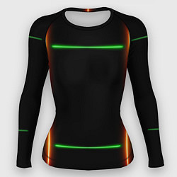 Женский рашгард Color black green orange lines