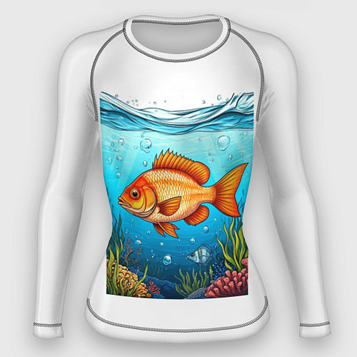 Женский рашгард Крупная золотая рыбка под водой на праздник день р / 3D-принт – фото 1