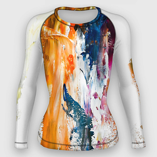 Женский рашгард Разноцветные мазки кисти на палитре художника / 3D-принт – фото 1