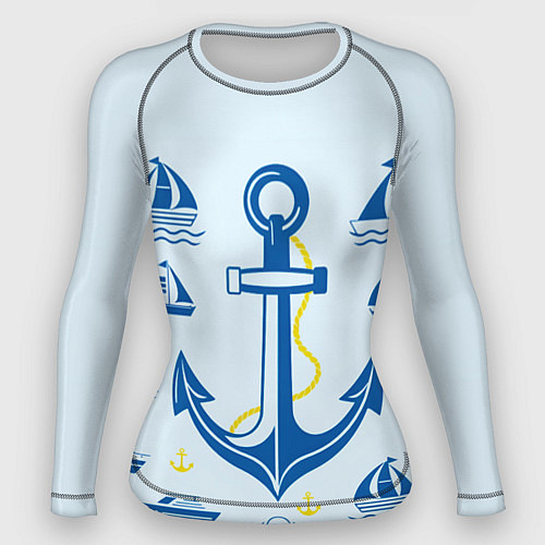 Женский рашгард Якорь и корабли / 3D-принт – фото 1