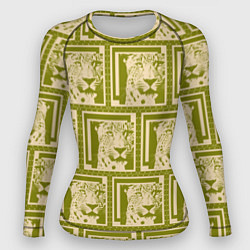 Женский рашгард Леопард в оливковом