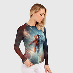 Рашгард женский Космонавт в космической туманности, цвет: 3D-принт — фото 2