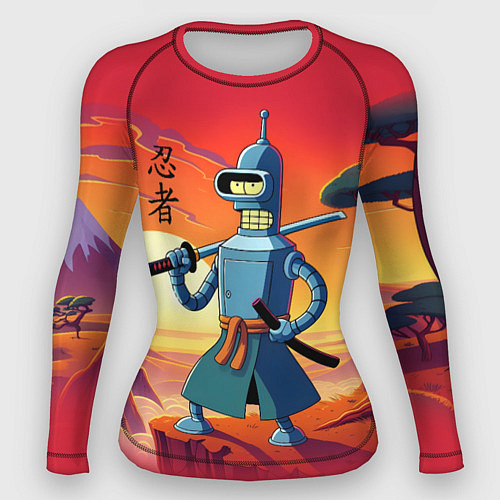 Женский рашгард Бендер ниндзя в Японском пейзаже / 3D-принт – фото 1