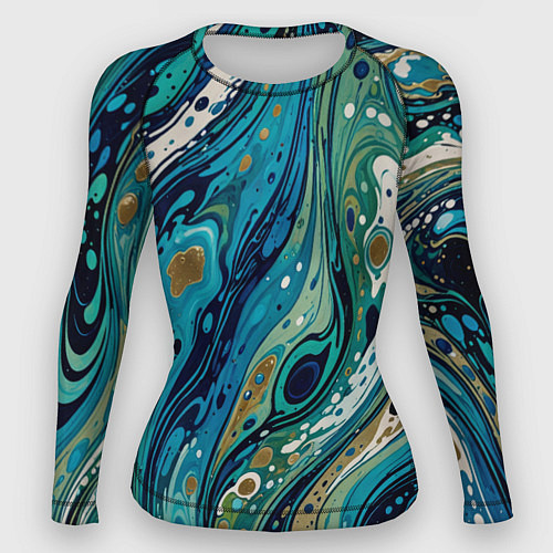 Женский рашгард Сине-зеленый абстрактный узор / 3D-принт – фото 1
