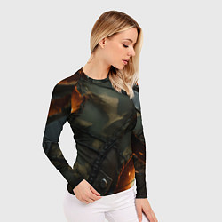 Рашгард женский Разорванный камуфляж с огнем, цвет: 3D-принт — фото 2