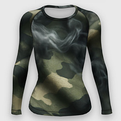 Рашгард женский Камуфляжная ткань с дымом, цвет: 3D-принт