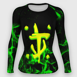 Женский рашгард Doom кислотное лого огненный