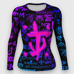 Рашгард женский Doom логотипы игр неон, цвет: 3D-принт