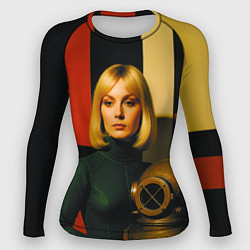 Рашгард женский Девушка с водолазным шлемом ретрофутуризм поп-арт, цвет: 3D-принт