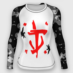 Женский рашгард Doom лого камуфляж текстура