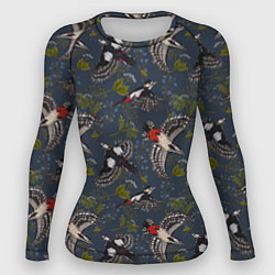 Женский рашгард Дятлы и цветы