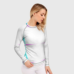 Рашгард женский Color white blue pink stripes, цвет: 3D-принт — фото 2