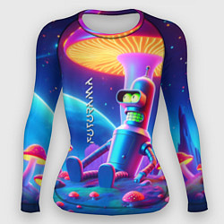 Рашгард женский Робот-сгибальщик Бендер находится под неоновым мух, цвет: 3D-принт