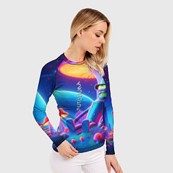 Рашгард женский Робот-сгибальщик Бендер находится под неоновым мух, цвет: 3D-принт — фото 2