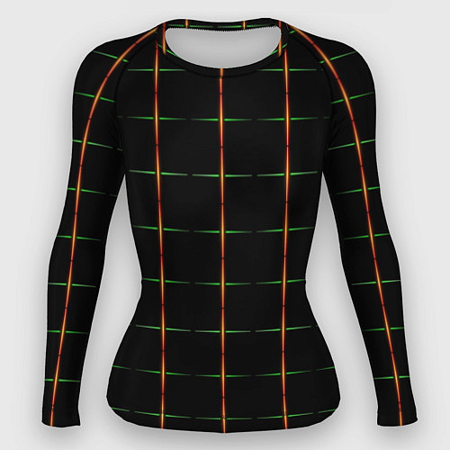 Женский рашгард Color black orange green crosses / 3D-принт – фото 1