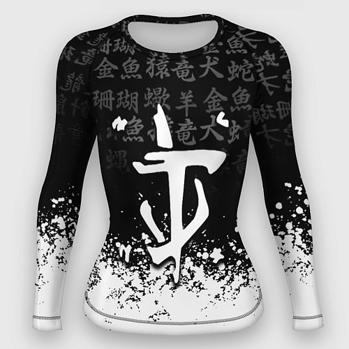 Женский рашгард Doom японские символы краски / 3D-принт – фото 1