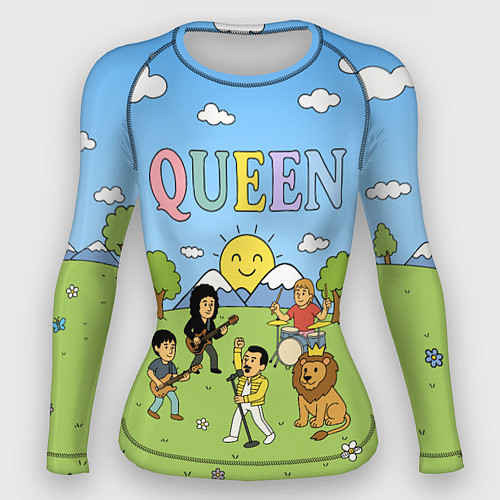 Женский рашгард Queen мультяшный стиль на поляне / 3D-принт – фото 1