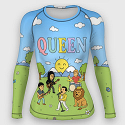 Женский рашгард Queen мультяшный стиль на поляне