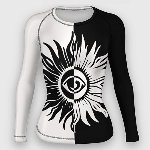 Женский рашгард Солнце черно-белое / 3D-принт – фото 1