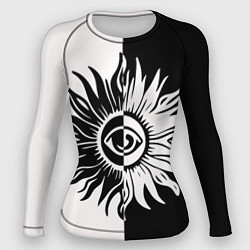 Женский рашгард Солнце черно-белое