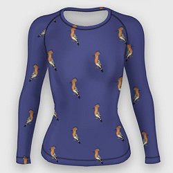 Рашгард женский Клевая птица удод на фиолетовом фоне, цвет: 3D-принт