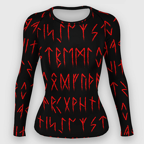 Женский рашгард Красные символы древних рун крупные - паттерн / 3D-принт – фото 1