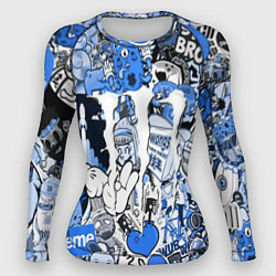 Рашгард женский Monster energy sticker blue, цвет: 3D-принт