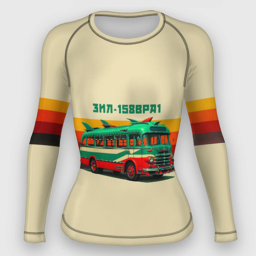 Женский рашгард Ретро автобус ЗИЛ поп-арт / 3D-принт – фото 1