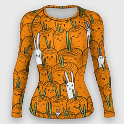 Рашгард женский Милый кролики в морковном поле, цвет: 3D-принт