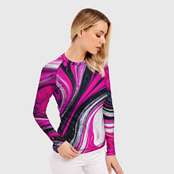 Рашгард женский Розово белая абстракция, цвет: 3D-принт — фото 2