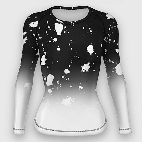 Женский рашгард Черно белый фон с брызгами краски / 3D-принт – фото 1