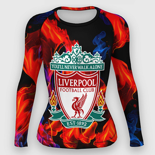 Женский рашгард Liverpool огненный стиль текстура / 3D-принт – фото 1