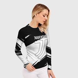 Рашгард женский Ювентус черно белые полосы, цвет: 3D-принт — фото 2