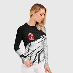 Рашгард женский ФК Милан - белый затёртый, цвет: 3D-принт — фото 2