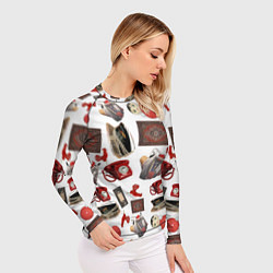 Рашгард женский Неваляшка утюг ретро авоська петушок телефон, цвет: 3D-принт — фото 2